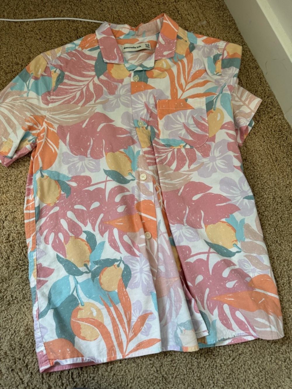Button-Down Tropical Print Kids Shirt - Pastel Multi